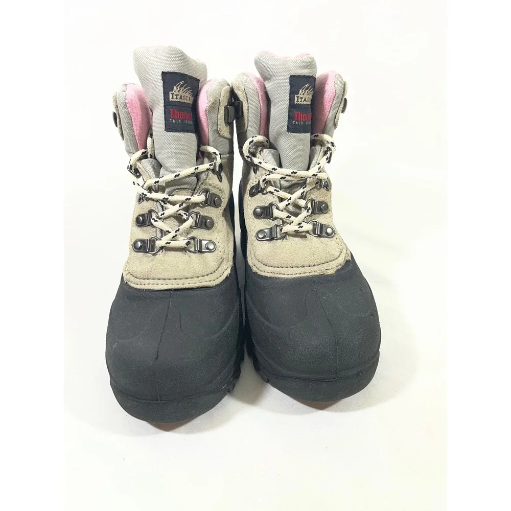 Itasca Granite Peak Insulated Snow Winter Boots Women 7 Tan/Pink Ski Gorpcore‎
